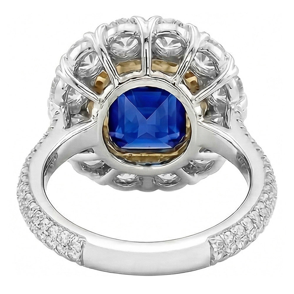 Eleganter Saphir-Cocktail-Aus der Erde Abgebauter Natürlicher Diamantring