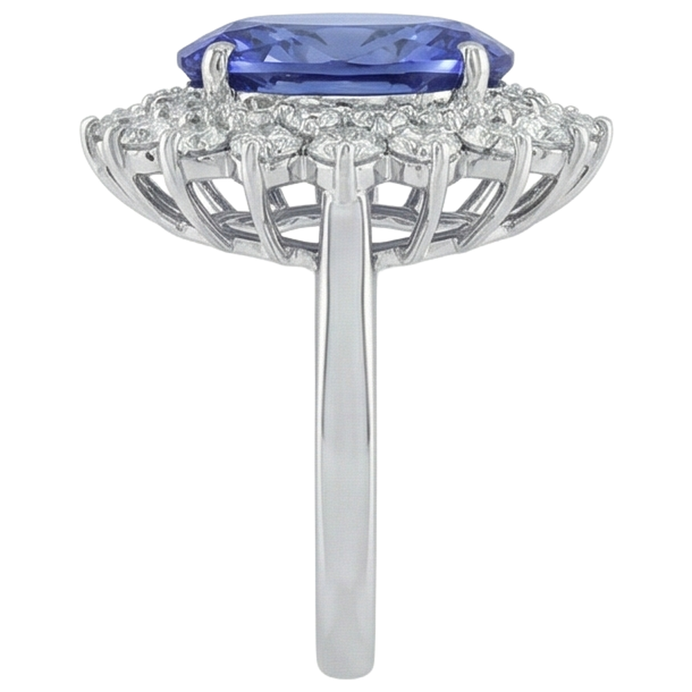 Eleganter Tansanit-Aus der Erde Abgebauter Natürlicher Diamant-Cocktailring