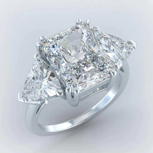 Eleganter strahlender Trilliant-Echt-Diamantring mit 9 Carat