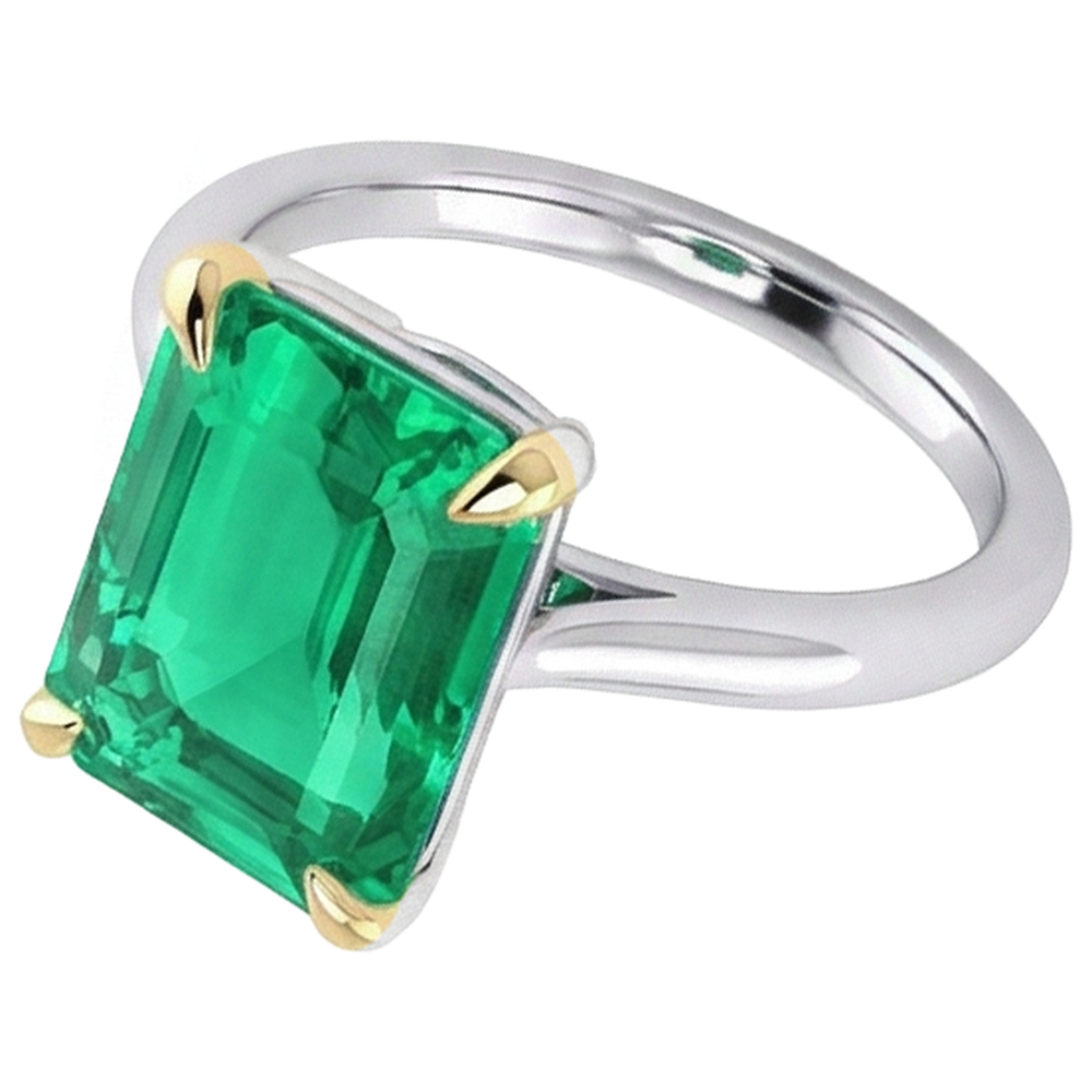 Authentischer Smaragd Edelstein-Ring – Schrägansicht