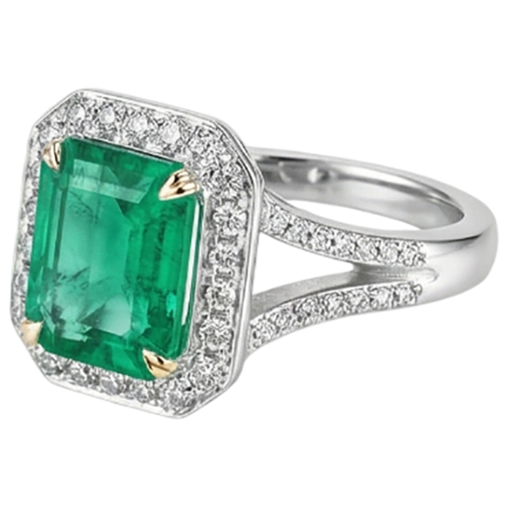 Funkelnder Edelstein-Ring 2 Karat – Draufsicht