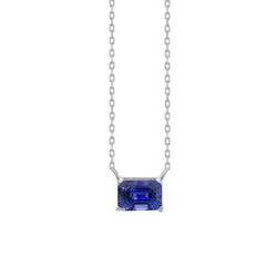 14K Weißgold Edelstein-Anhänger mit Royalblauer Saphir – 1 Karat