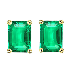 Zweifarbiges 14K Gold Gemstone Earring mit Smaragd – 4 Karat