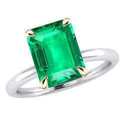 14 Karat Zweifarbig Gold GIA-Geprüft Smaragd Edelstein-Ring 4
