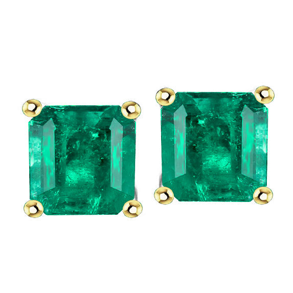 Gemstone Earring Bicolor 14K Gold mit Kolumbianischer Smaragd – Hauptansicht