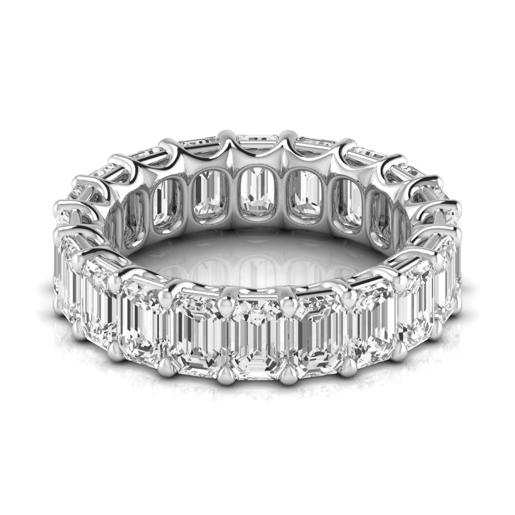 Treppen-Schliff Diamant Ring in 14K Weißgold – Frontansicht