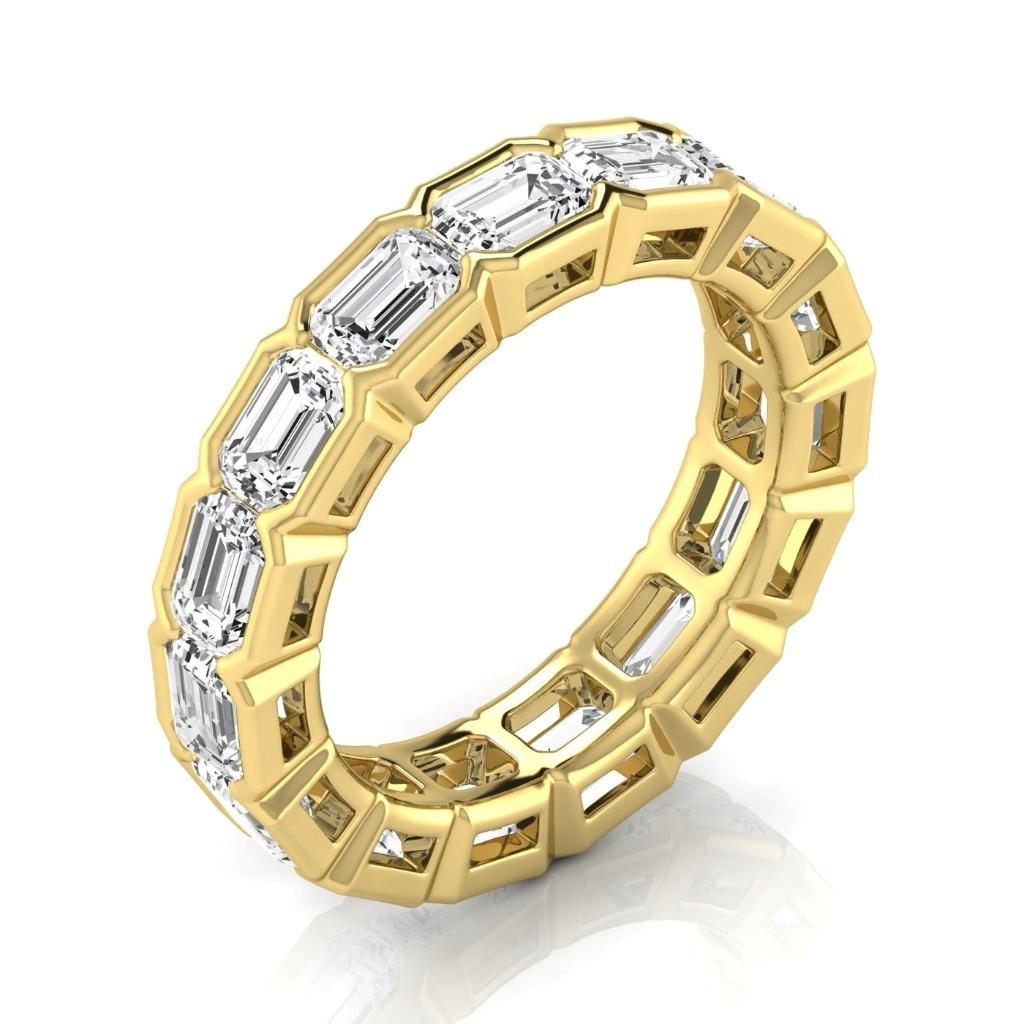 Treppen-Schliff Diamant Ring in 14 Karat Gelbgold – Hauptansicht