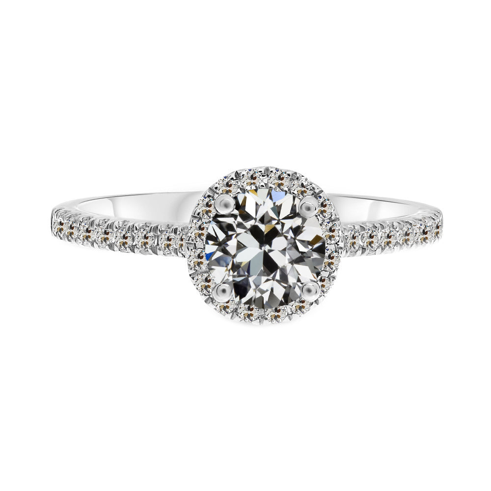 Authentischer Edler Diamant Halo-Fassung Ring 1,50 Karat 14 Karat Weißgold – Hauptansicht