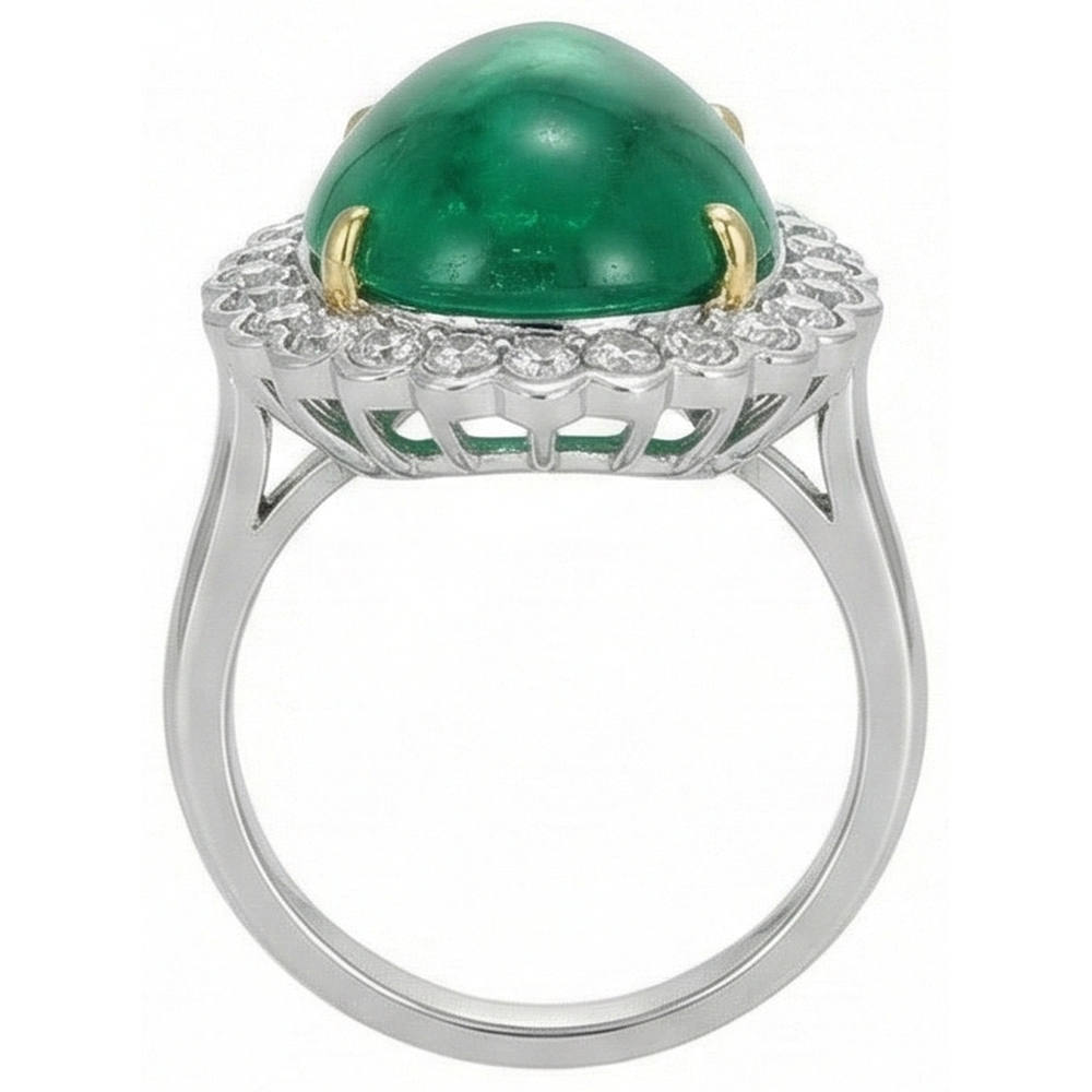 echter round smaragd 7.75Karat ring auf Weiß