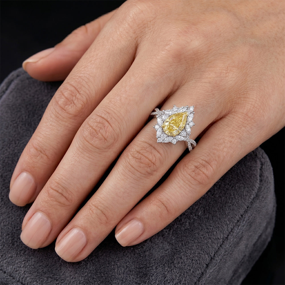 Erdgewonnener Kanariengelber Diamant Statement-Ring – Bicolor