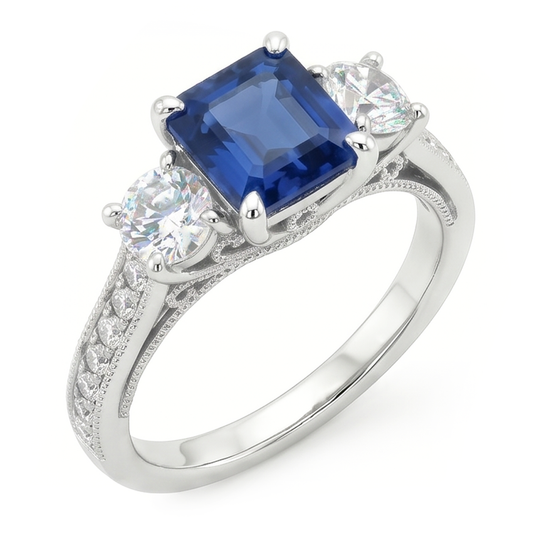 Erdgewonnener Kornblumenblauer Saphir Edelstein-Ring – 14K