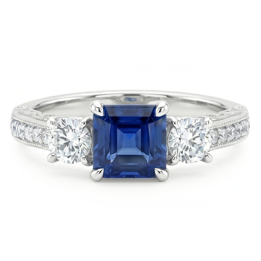 Erdgewonnener Kornblumenblauer Saphir Edelstein-Ring – 14K