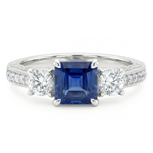 Erdgewonnener Kornblumenblauer Saphir Edelstein-Ring – 14K