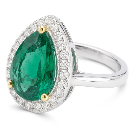 Erdgewonnener Smaragd Farbstein-Ring – Zweifarbiges 14K Gold 2