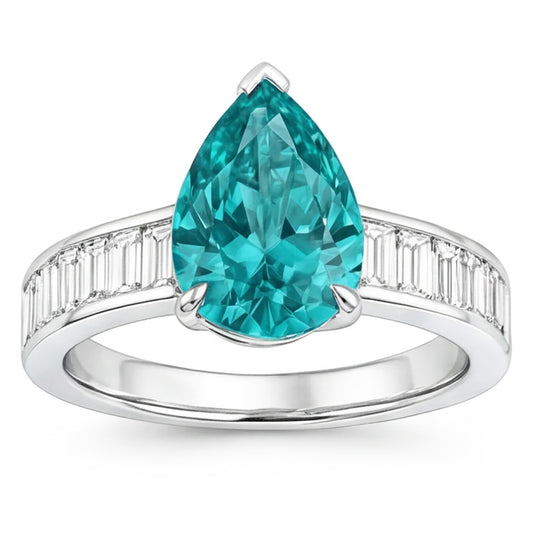 Erdgewonnener Tropfen-Schliff Paraiba-Turmalin Schmuckstein-Ring