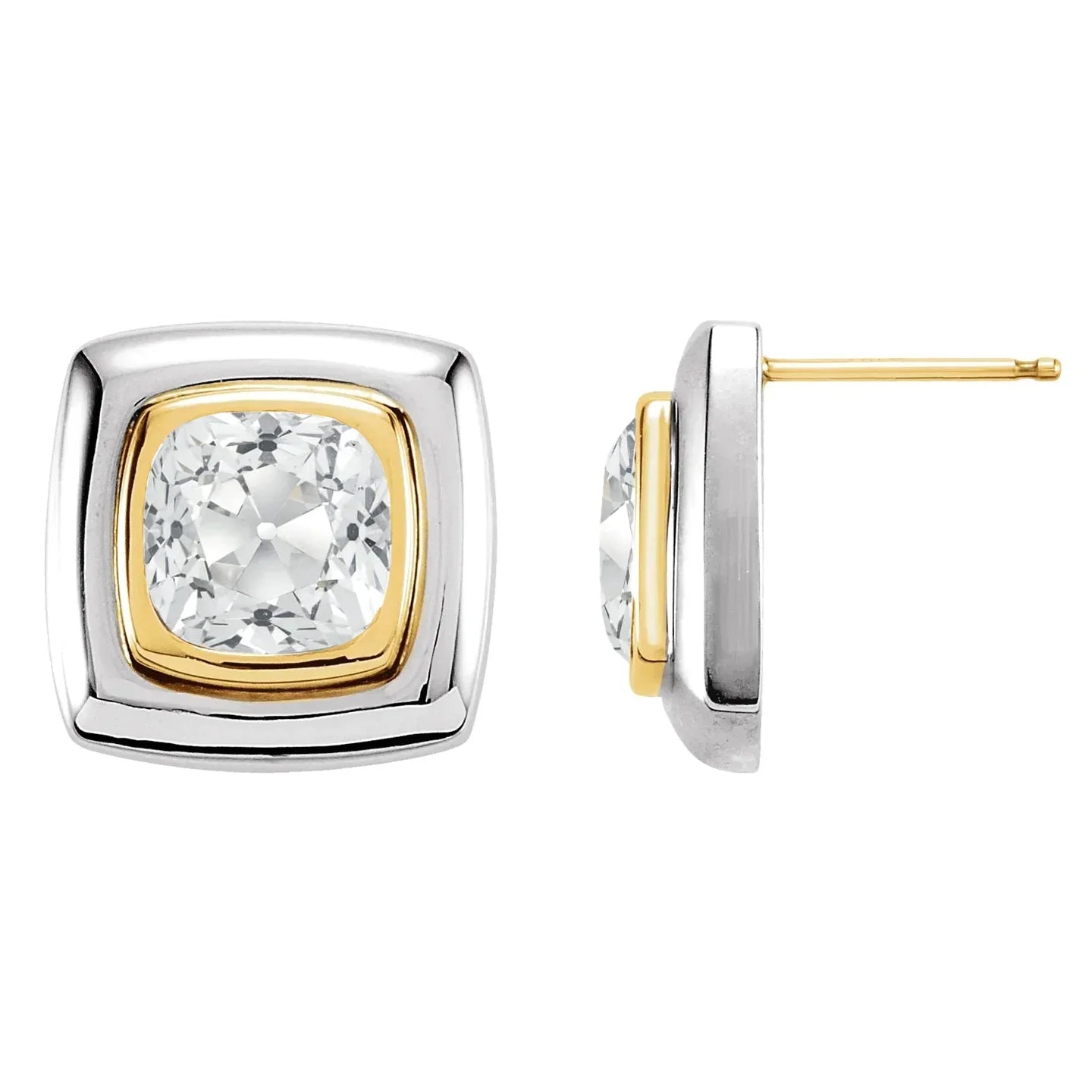 Cushion Brillant Ring in 14 Karat Zweifarbig Gold – Frontansicht
