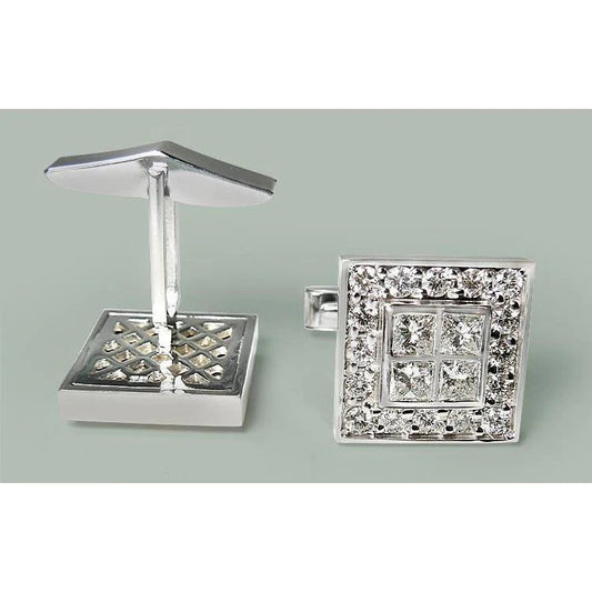 Extra große Manschettenknöpfe 2 cm x 2 cm 8 Karat Natürlich Diamant Wg Herren