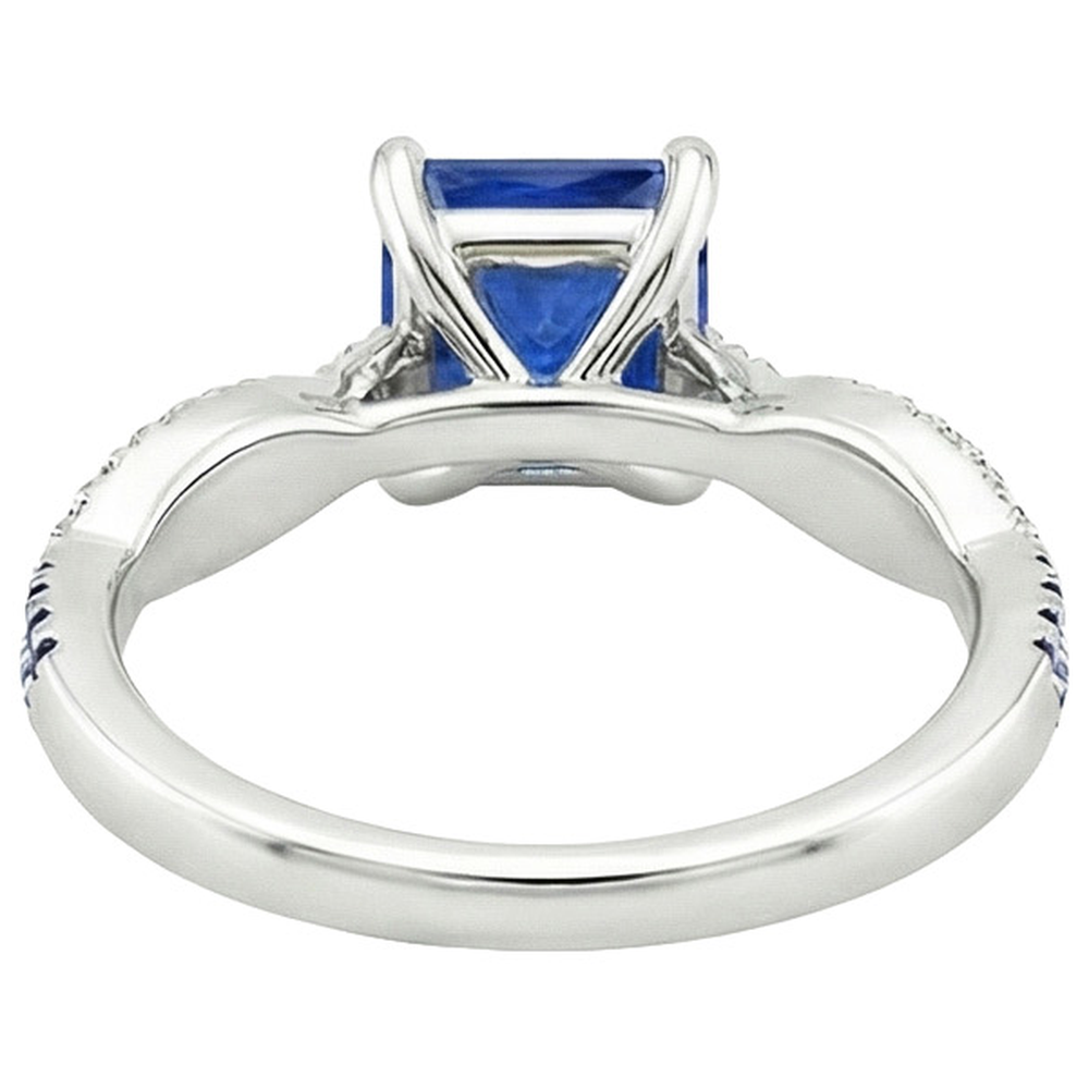 Fancy Aus der Erde Abgebauter Natürlicher Diamant Verlobungsring Blaue Ceylon Saphire 3,45 Karat Gold