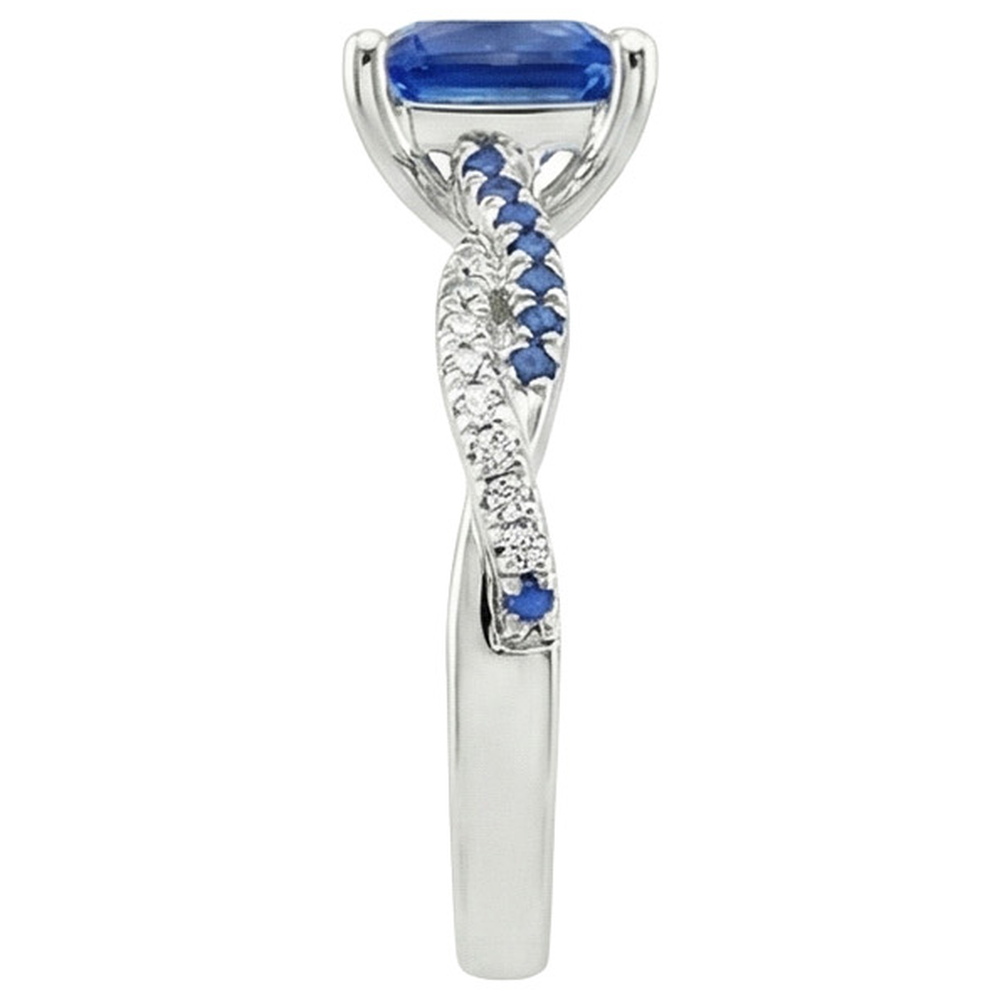 Fancy Aus der Erde Abgebauter Natürlicher Diamant Verlobungsring Blaue Ceylon Saphire 3,45 Karat Gold