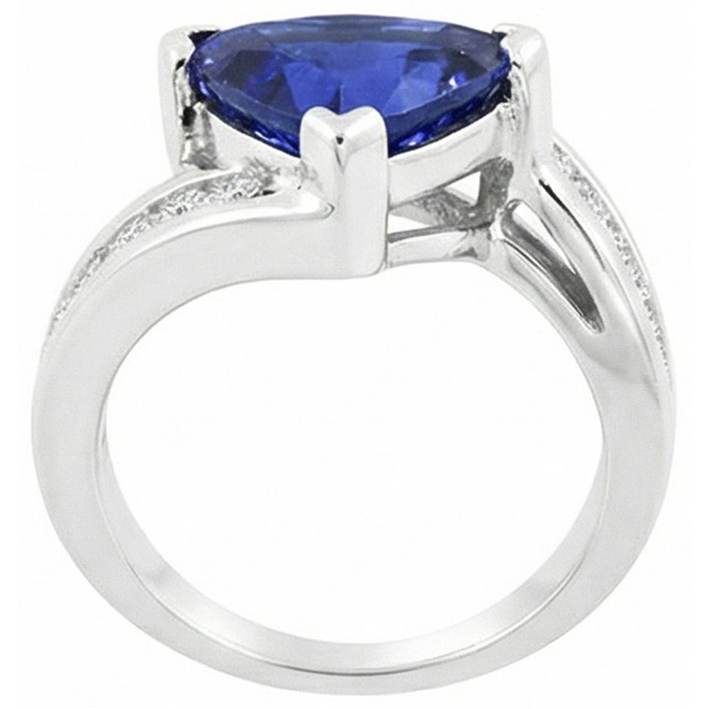 Fancy Damen Ring Trillion Saphir Runder Kanal besetzt Natürlicher Diamant ( nicht im Labor gezüchtet )en 4 Karat