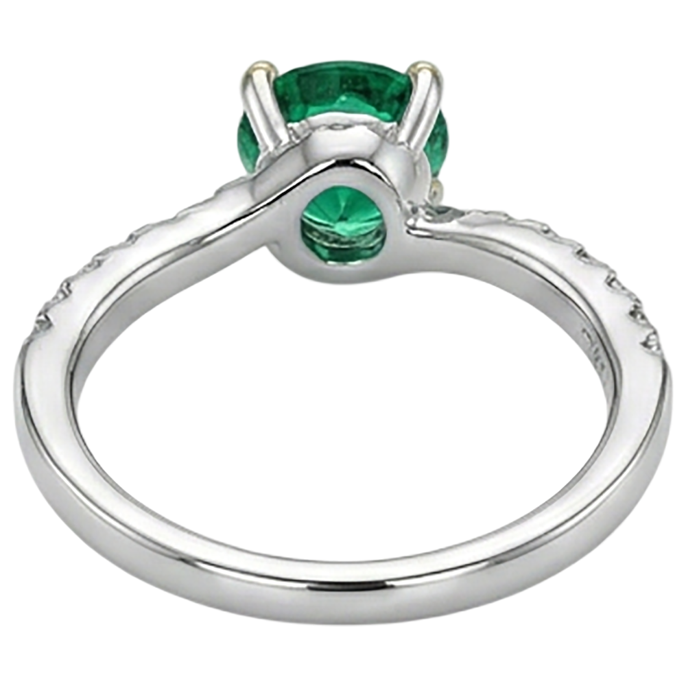 Schmuckstein-Ring 14 Karat Zweifarbig Gold mit Smaragd – Rückansicht