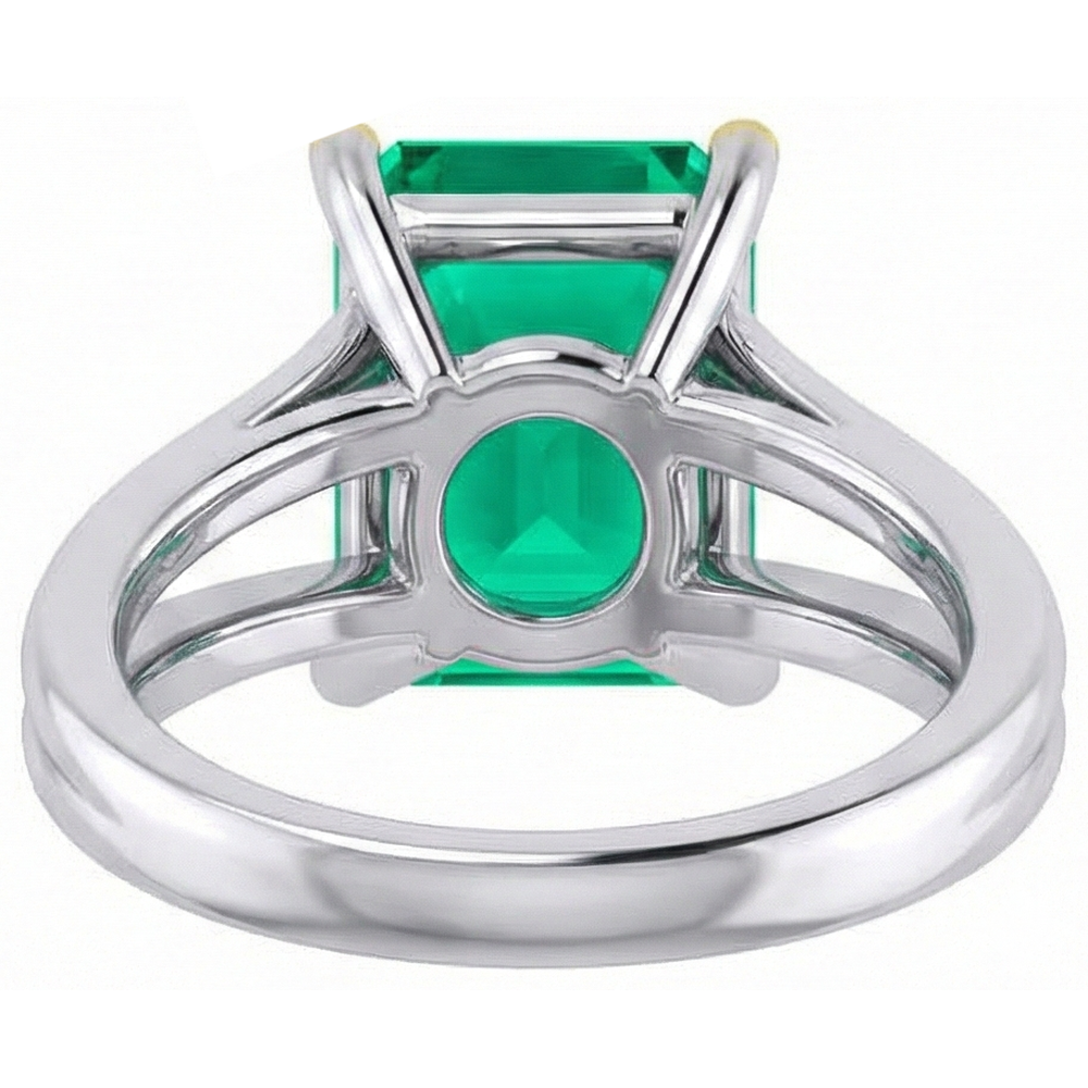 Asscher Smaragd Ring in Zweifarbiges 14K Gold – Draufsicht