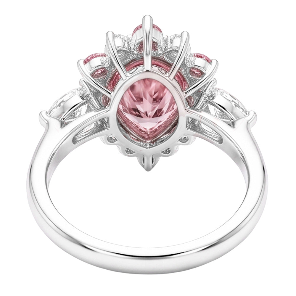Fancy-Pink-Diamant Verlobungsring 2 Karat Natürlicher Tropfenschliff Halb-Halo Platin