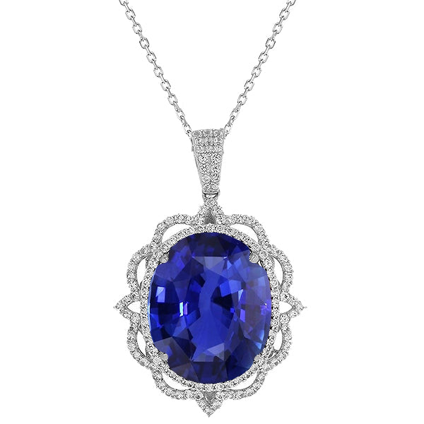 Authentischer Blauer Saphir Stein-Halskette – Hauptansicht