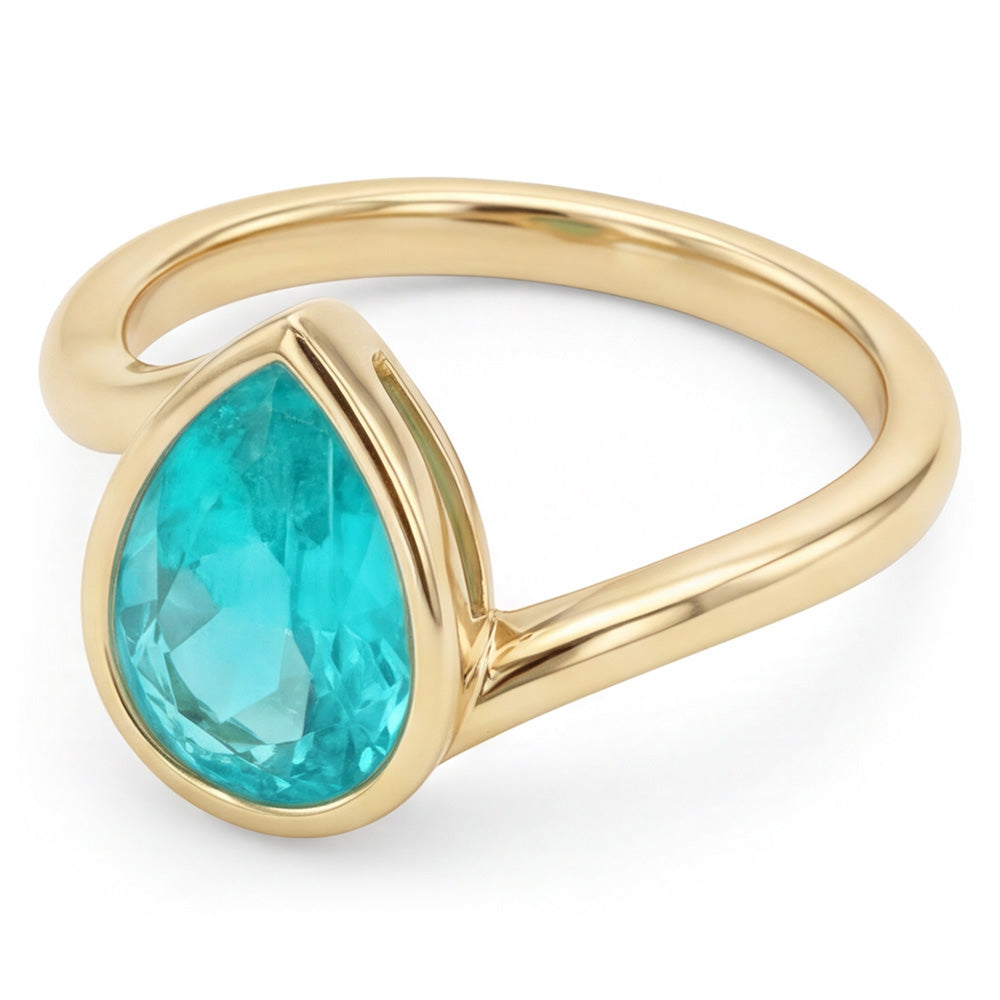 Farbstein-Ring 14 Karat Gelbgold – Paraiba-Turmalin