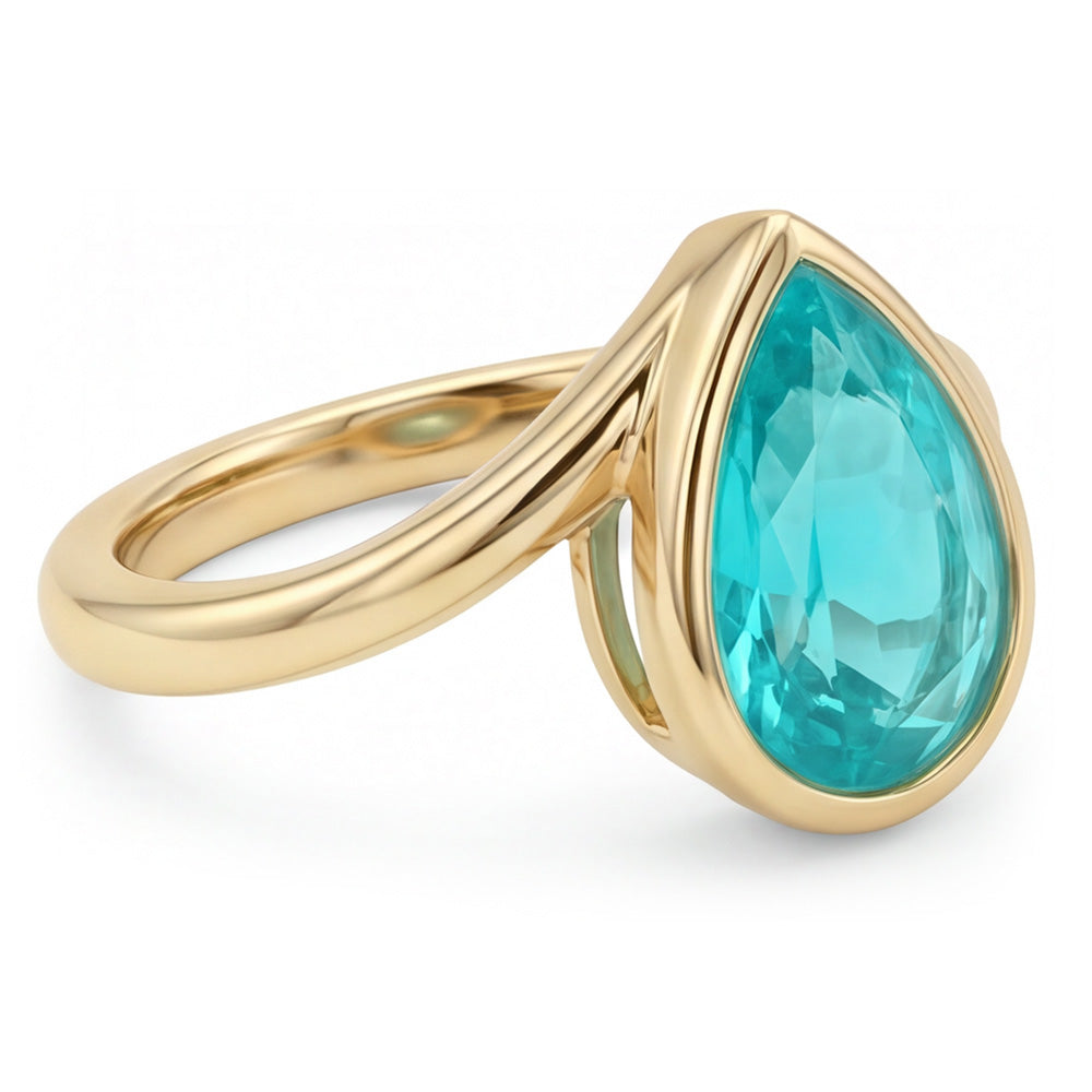 Farbstein-Ring 14 Karat Gelbgold – Paraiba-Turmalin