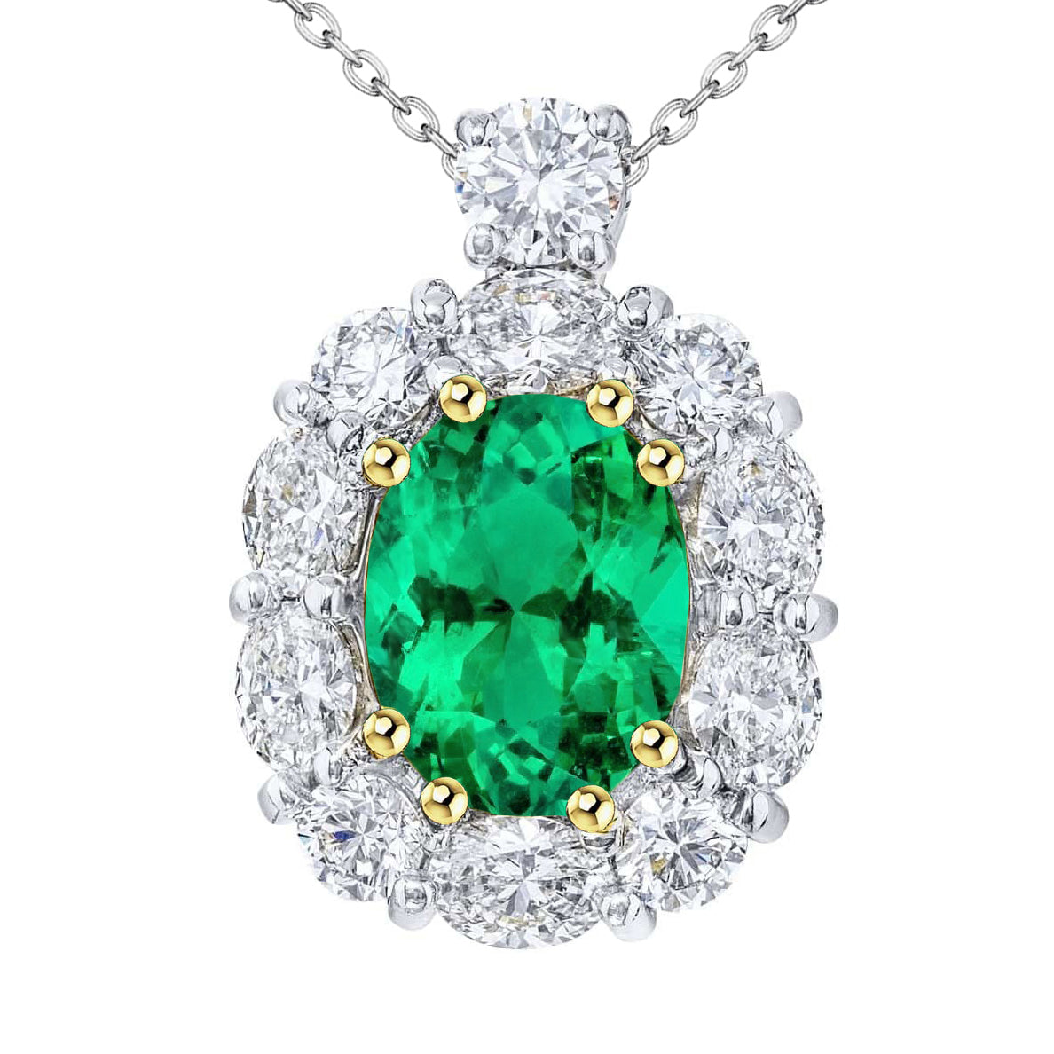 Smaragd Schmuckstein-Anhänger 6-Karat Bicolor 14K Gold – Hauptansicht