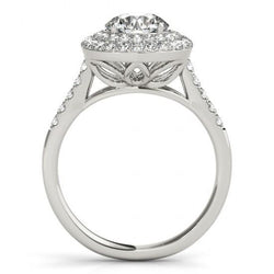 Flower Style Halo Round Echt Diamond 2 Karat Verlobungsring WG 14K
