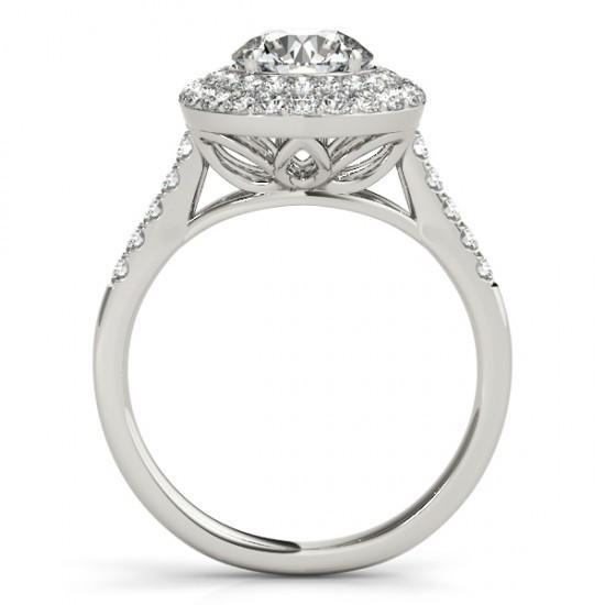 Flower Style Halo Round Echt Diamond 2 Karat Verlobungsring WG 14K
