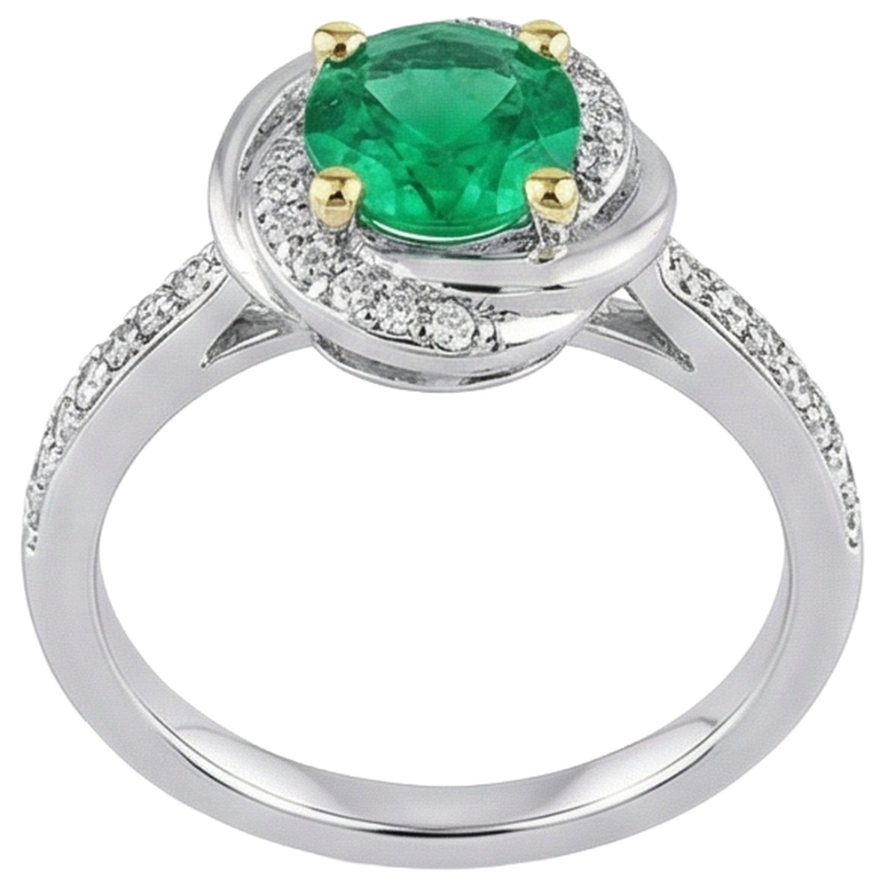 Handgemachter Edler Smaragd Edelstein-Ring 1 Karat – Schrägansicht