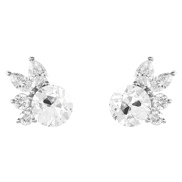 Diamant Antik-Kissen-Schliff Ohrstecker in 14K Weißgold – Hauptansicht