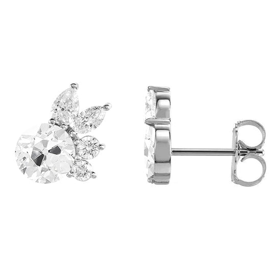 Erdgewonnener Diamant Ohrstecker 1,50 Karat 14K Weißgold – Frontansicht