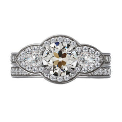 Naturreiner Diamant Halo-Fassung Ring 2 Karat – 14K Weißgold