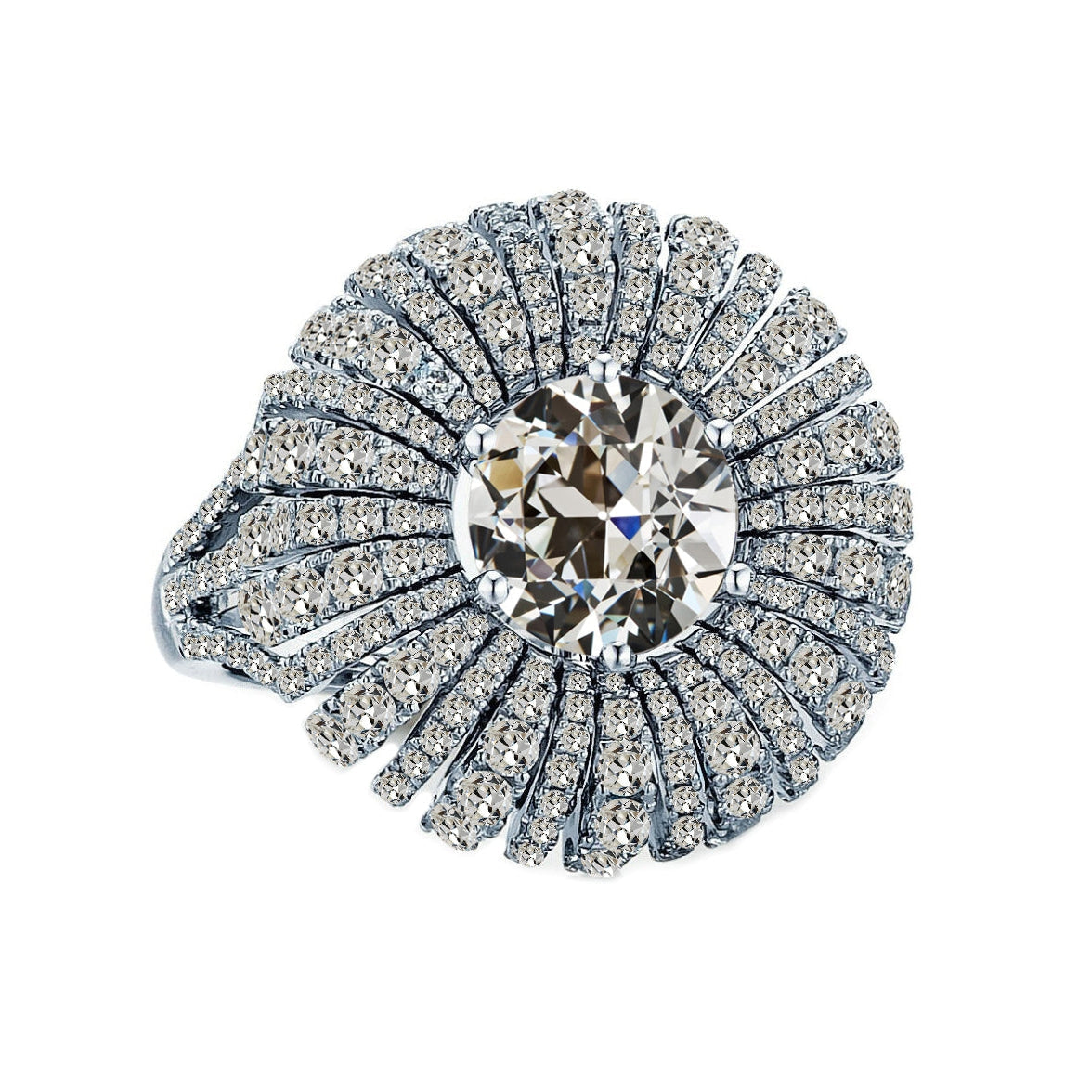 Edler Diamant Halo-Fassung Ring 2-Karat 14K Weißgold – Hauptansicht