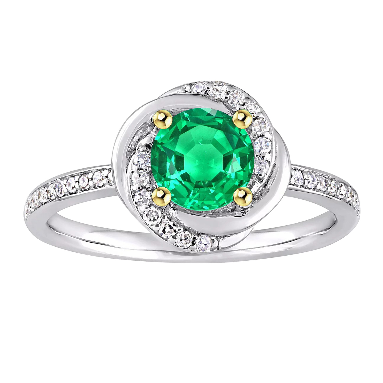 Edelstein-Ring 14 Karat Zweifarbig Gold mit Edler Smaragd – Hauptansicht