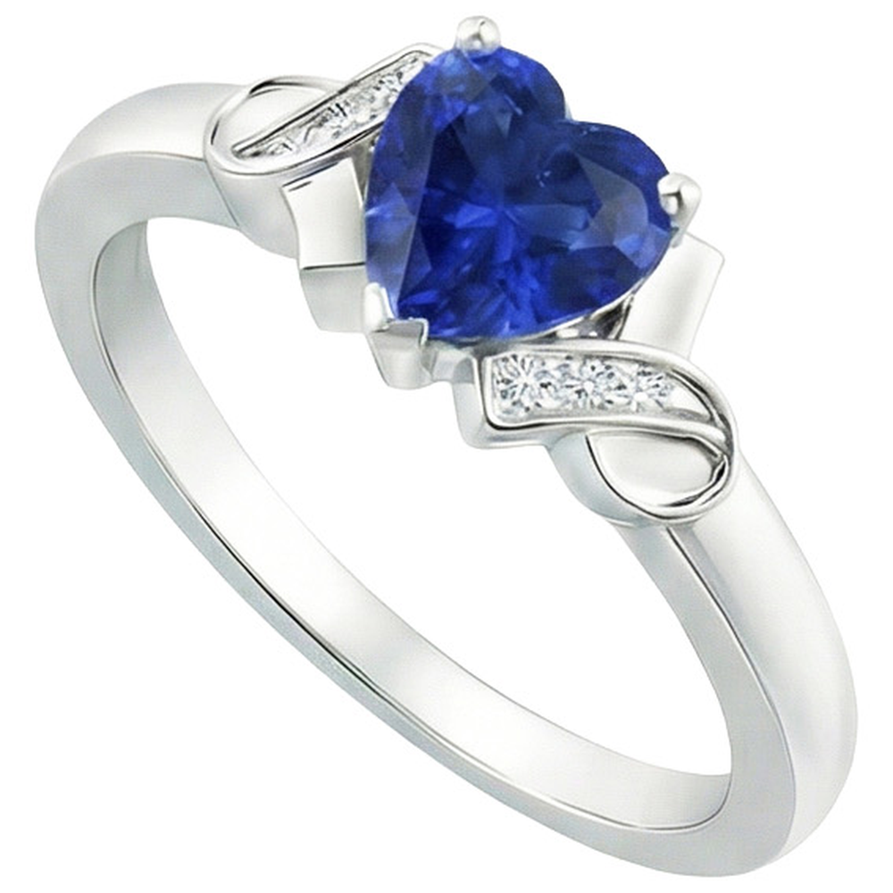 Frauen Aus der Erde Abgebauter Natürlicher Diamantring Herz Blauer Saphir Gold Liebesschmuck 3.25 Karat