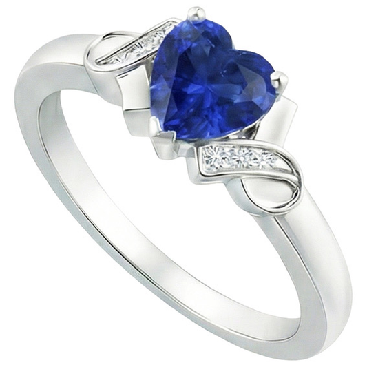 Frauen Aus der Erde Abgebauter Natürlicher Diamantring Herz Blauer Saphir Gold Liebesschmuck 3.25 Karat