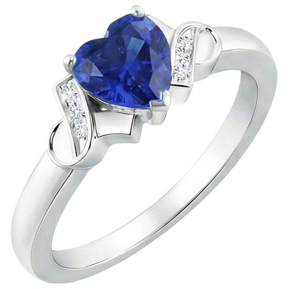 Frauen Aus der Erde Abgebauter Natürlicher Diamantring Herz Blauer Saphir Gold Liebesschmuck 3.25 Karat