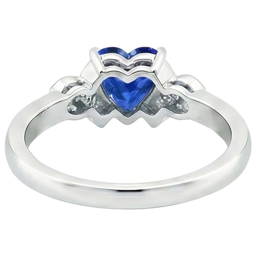 Frauen Aus der Erde Abgebauter Natürlicher Diamantring Herz Blauer Saphir Gold Liebesschmuck 3.25 Karat