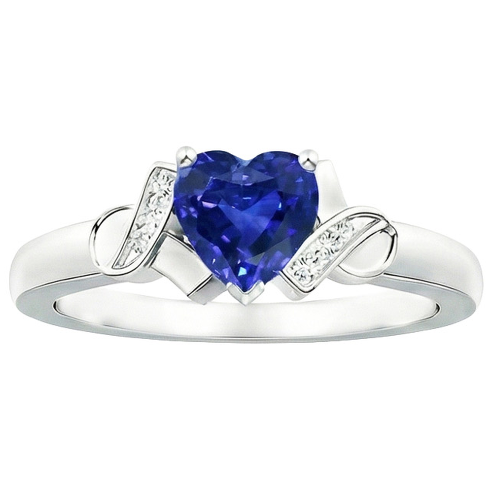 Frauen Aus der Erde Abgebauter Natürlicher Diamantring Herz Blauer Saphir Gold Liebesschmuck 3.25 Karat