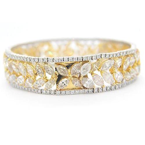 Frauen Echt Diamantarmband 40.50 Karat zweifarbiges Gold 14K Prong 