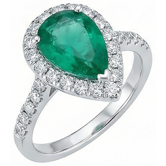 Frauen Grün Smaragd Aus der Erde Abgebauter Natürlicher Diamant Ring Weißgold 14K 5 Karat Edelsteinschmuck