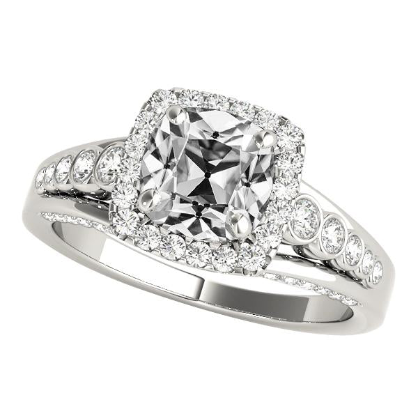 Frauen Runde Halo Ring Kissen Old Mine Cut Echt Diamant Schmuck 8.25 Karat