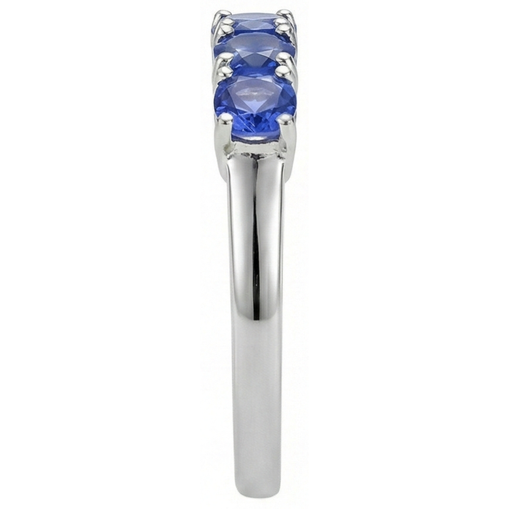 Fünf Steine runder Tansanit Edelstein 2,50 Karat Ring Band Schmuck