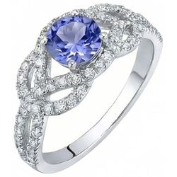 Funkelnd 6.01 ct. Runder Ceylon Saphir Aus der Erde Abgebauter Natürlicher Diamanten Ring Weißgold 14K