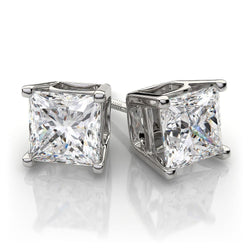 Funkelnd Prinzessin Schnitt 5 ct Echt Aus der Erde Abgebauter Natürlicher Diamanten Ohrstecker Weiß Gold 14K